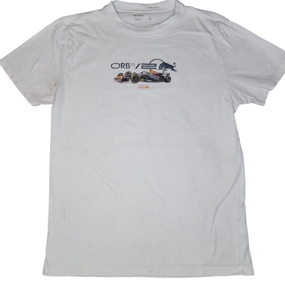 Hollister T-Shirt Mens M White Red Bull Racing F1 Graphic Relaxed Fit Tee - Picture 2 of 12